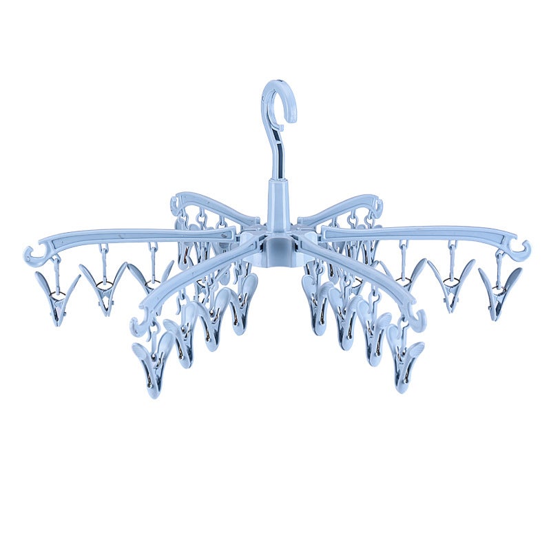 Składana linka do wieszania ubrań do użytku wewnątrz i na zewnątrz, z 24 klipsami, do wieszania ubrań, skarpetek i pieluszek wielorazowych.