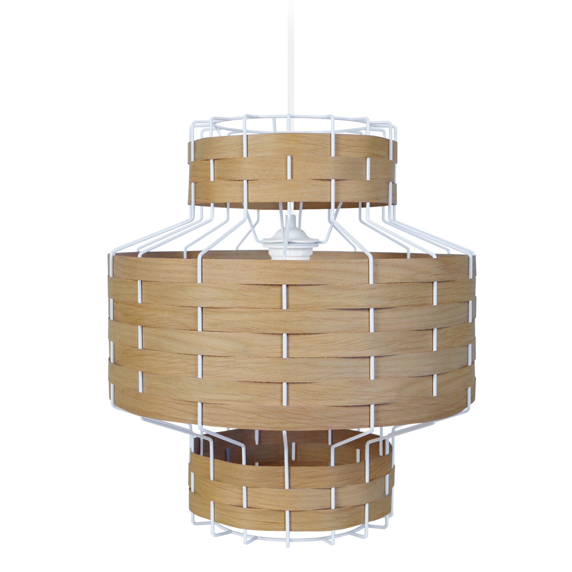 Suspension en bois et papier tressé - Beige - - 91.99