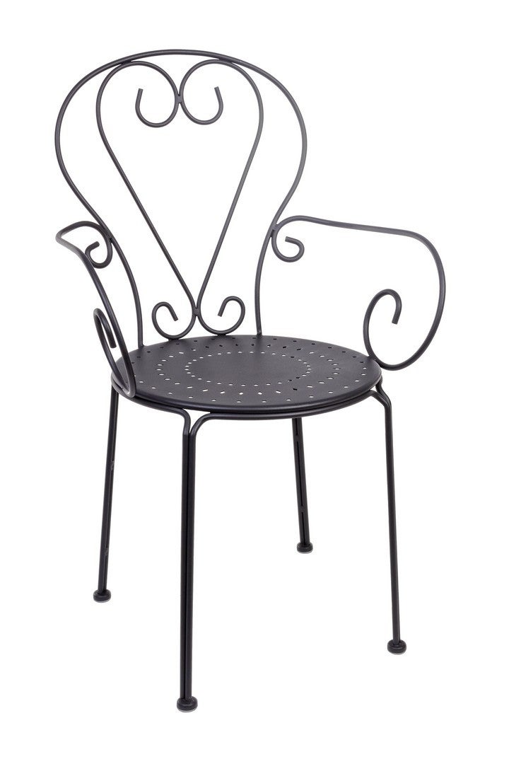 Zestaw 6 krzeseł ogrodowych ze stali lakierowanej elektroforetycznie, z podłokietnikami i matowym wykończeniem w kolorze antracytowym