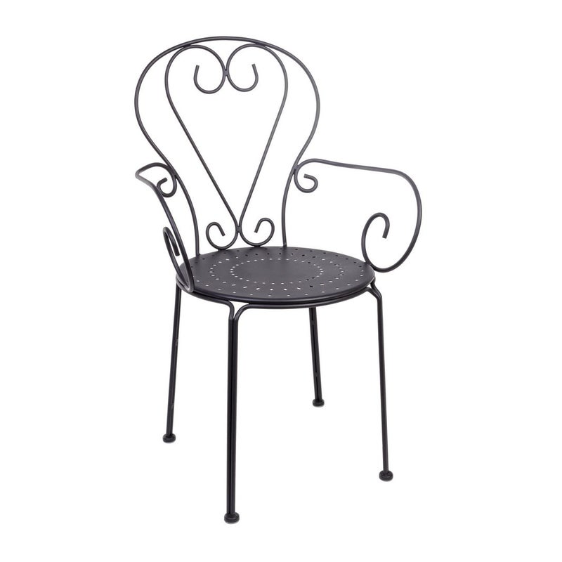 Zestaw 6 krzeseł ogrodowych ze stali lakierowanej elektroforetycznie, z podłokietnikami i matowym wykończeniem w kolorze antracytowym