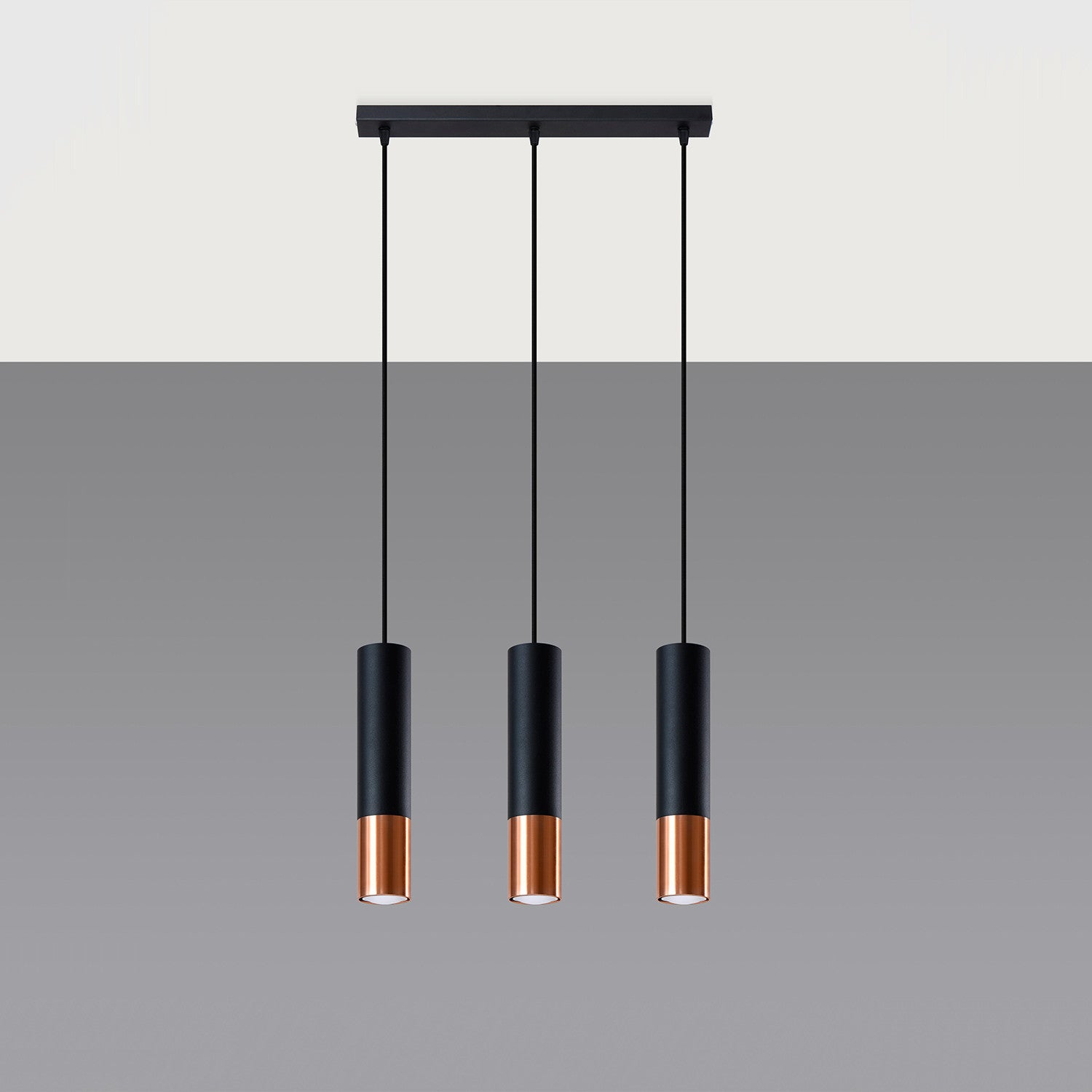Lampa wisząca Loopez czarno-miedziana 3xGU10x40W tuby wym: 100 x 29 x 29 cm metal Sollux Lighting