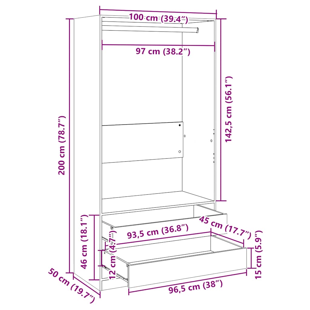 Armário de compensado branco 100x50x200 cm - COMFORTXL - 8