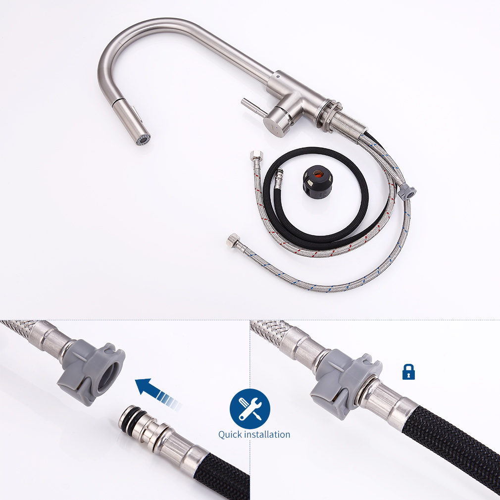 Robinet de Cuisine avec Douchette Extractible Mitigeur de Cuisine avec 2 Types de Jet D'eau Robinet d'évier en Inox Brossé - 8