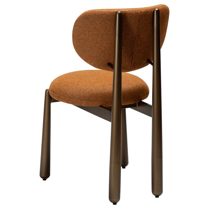 Woke Dan-Form krzesło stołowe bouclé palony pomarańczowy.