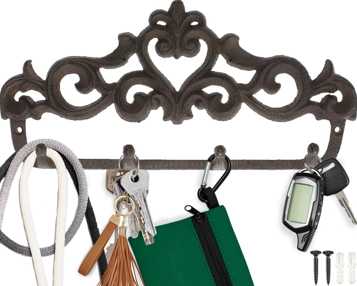 Notakia Ganci appendiabiti da parete in ghisa, stile vintage rustico, con ancora nautica, ganci decorativi da parete in metallo anticato shabby chic, viti incluse (4 pezzi