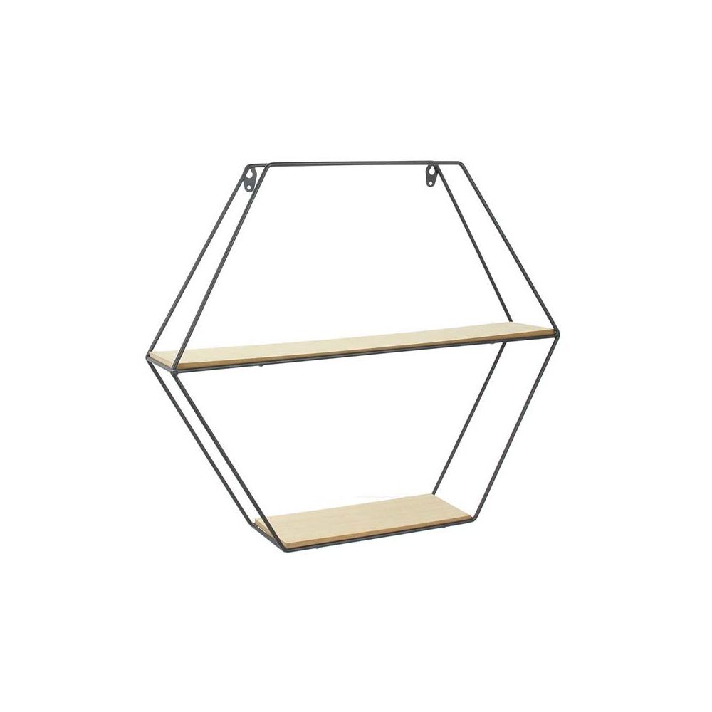 Étagère - HOME DECO FACTORY - Bois et Métal - Hexagonale - Beige et Noir - 4
