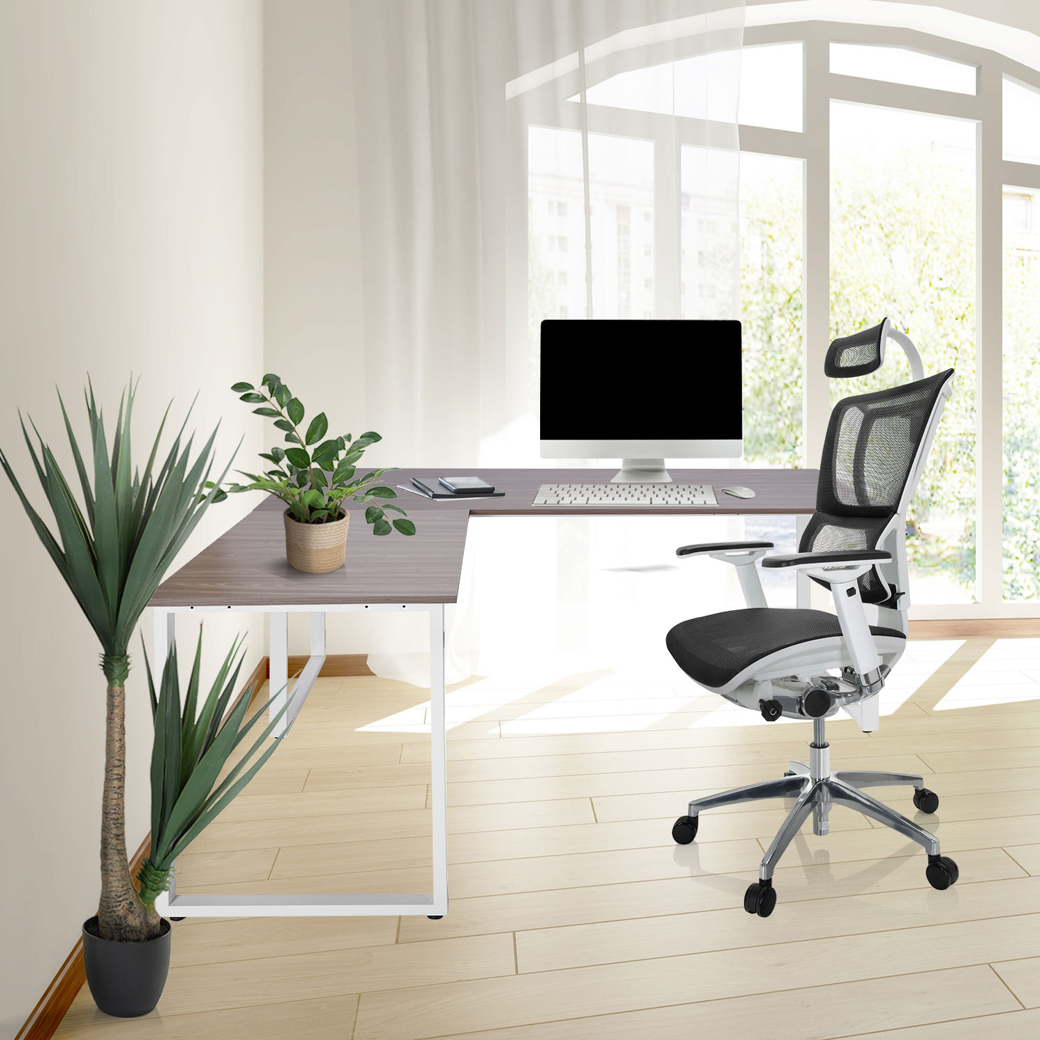 Scrivania angolare / scrivania / tavolo per computer WORKSPACE XL I 180 x 180 cm grigio / bianco hjh OFFICE - 4