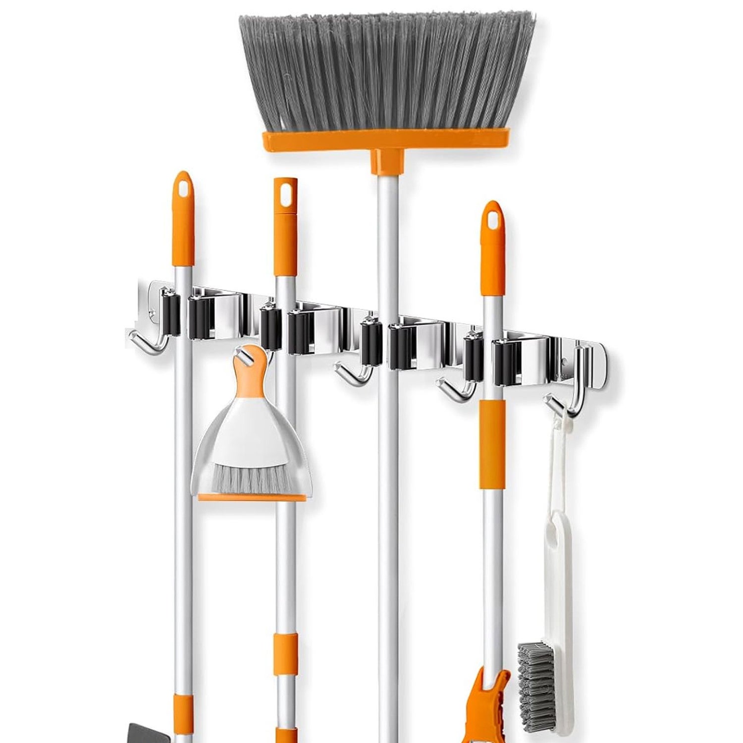 Lot de 4 supports muraux pour balai en acier inoxydable, porte-balai auto-adhésif, antirouille