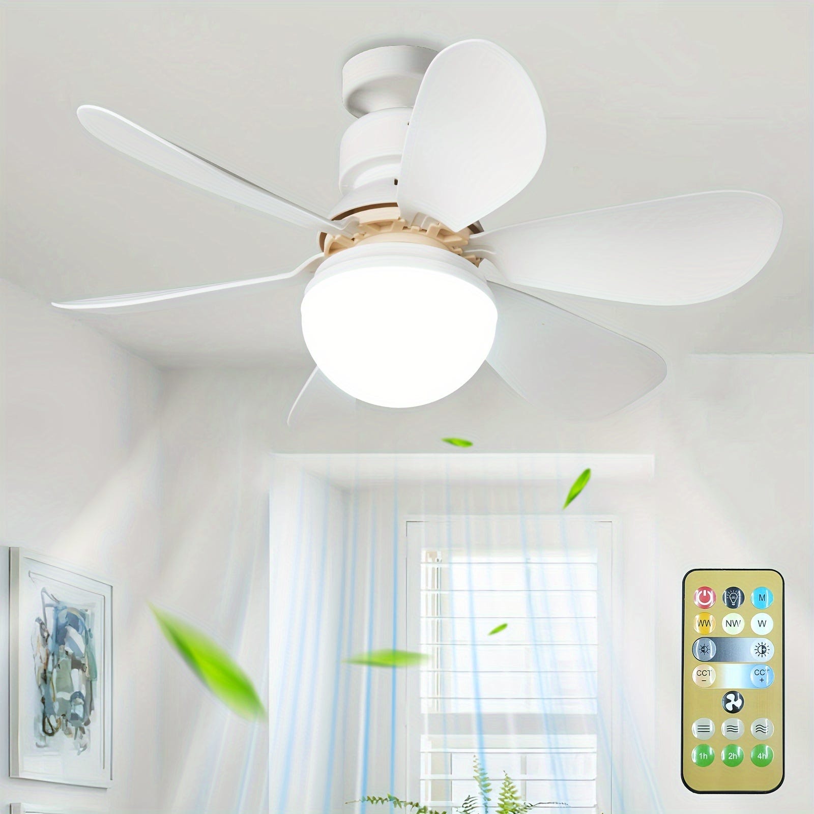 Ventilateur de plafond Petite Nickel avec lumière 76 cm Ventilateur de plafond Petite Nickel avec lumière 76 cm