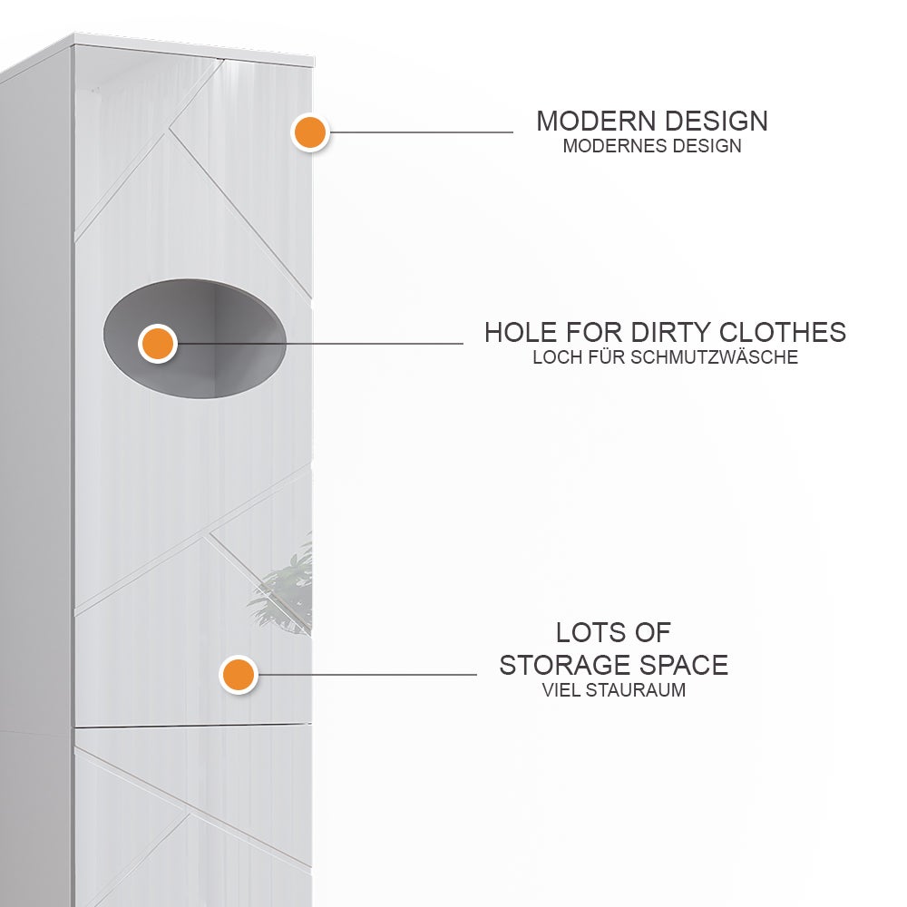 Armoire à Linge Fynn Blanc Vicco - Meuble De Salle De Bain Avec Panier