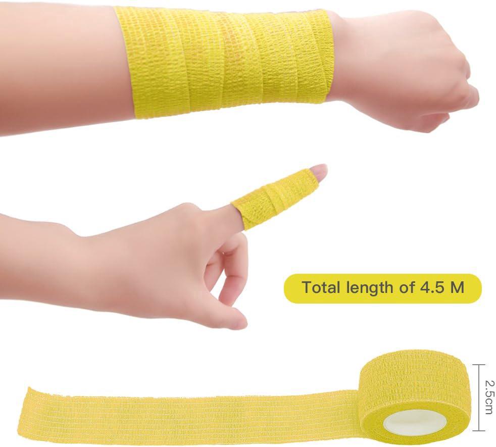 2,5 x 450 cm - 10 rotoli di nastro adesivo coesivo - Benda sportiva adesiva - Benda elastica autoadesiva - Benda medica - Striscia adesiva - 2