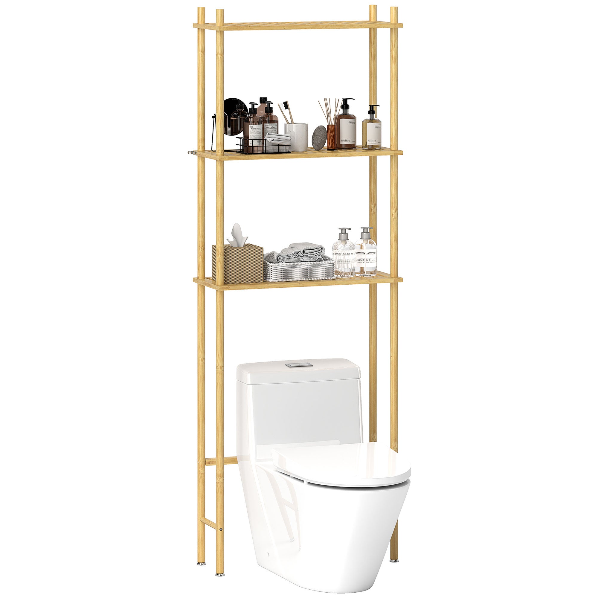 HOMCOM Etagère en Bambou Salle de Bain Étagère intérieure à Plantes
