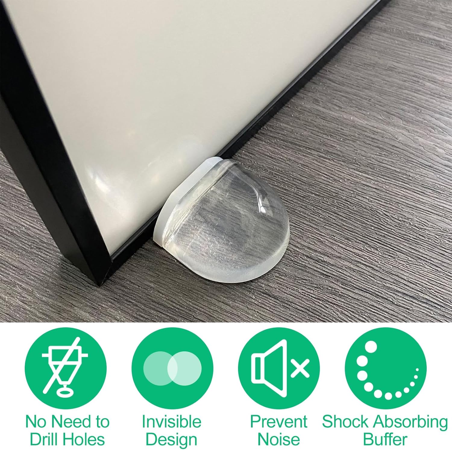 6 Pièces Butee de Porte Interieur, Arret de Porte Adhesive, Butoir de Stop Porte Sol, Arrêt de Porte Transparent pour Tous les Sols Durs, Butée - 4