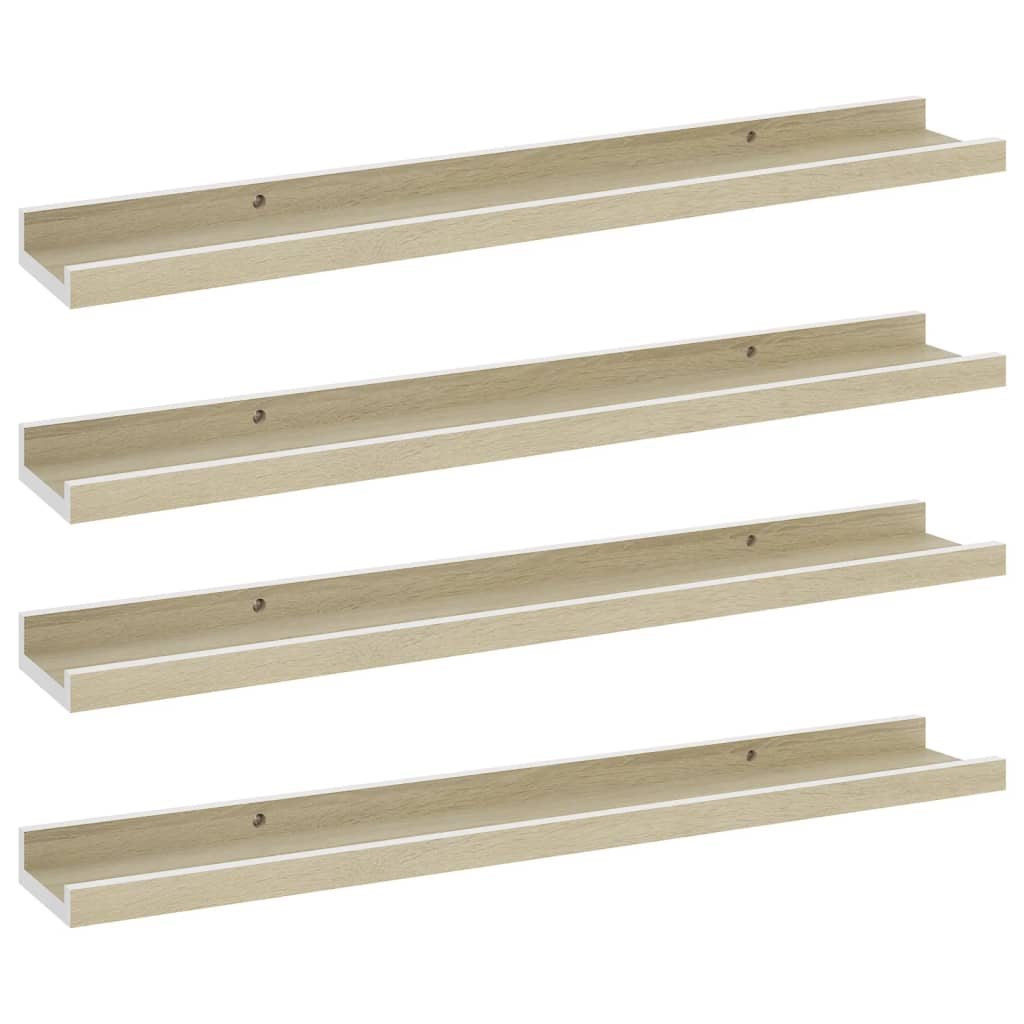 Vicco Vitrina De Pared Clario Color Sonoma, 80x60x10 Cm, 4 Estantes Y Puertas De Cristal Templado