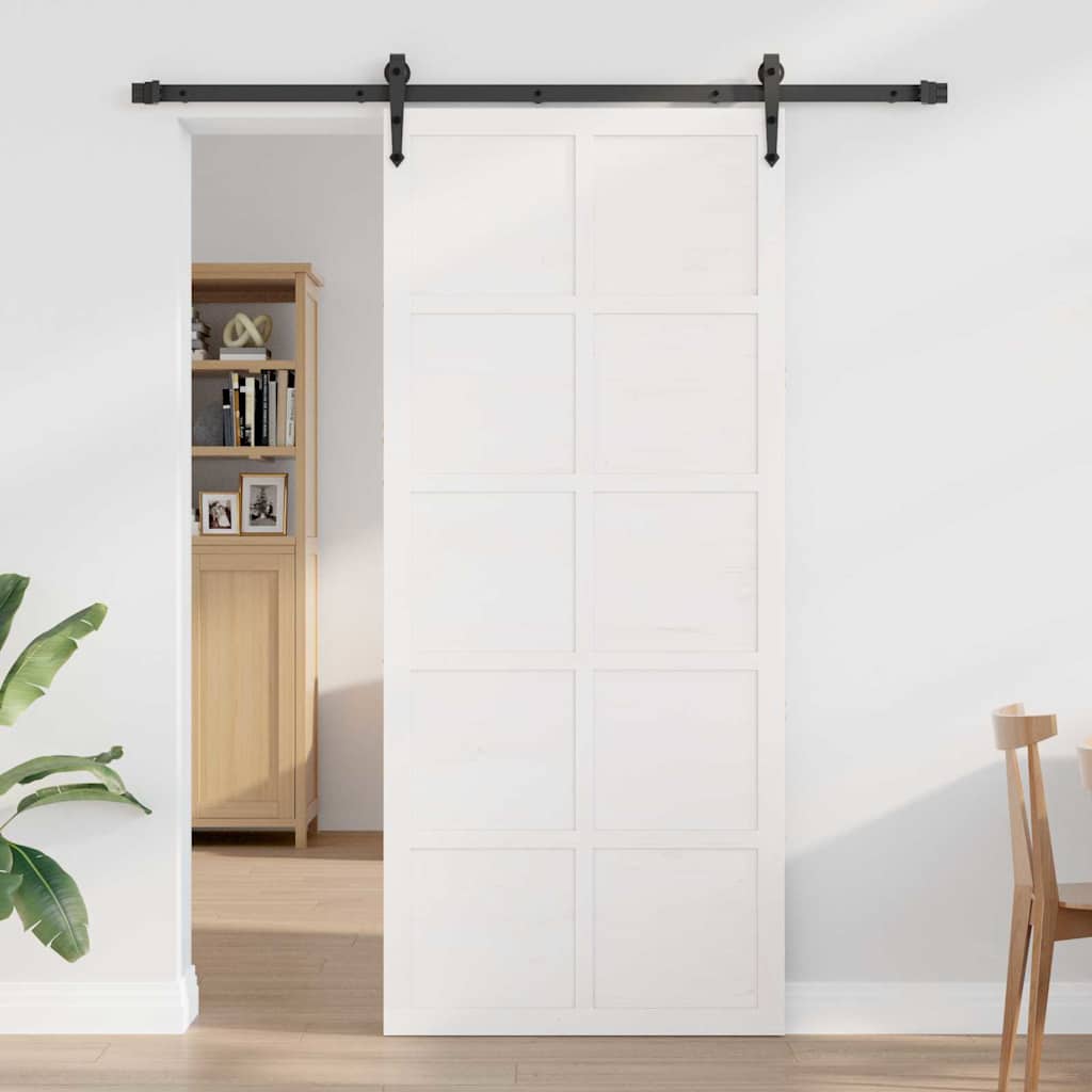 Porta del fienile Bianco 80 x 210 cm Legno di pino massello vidaXL - 4