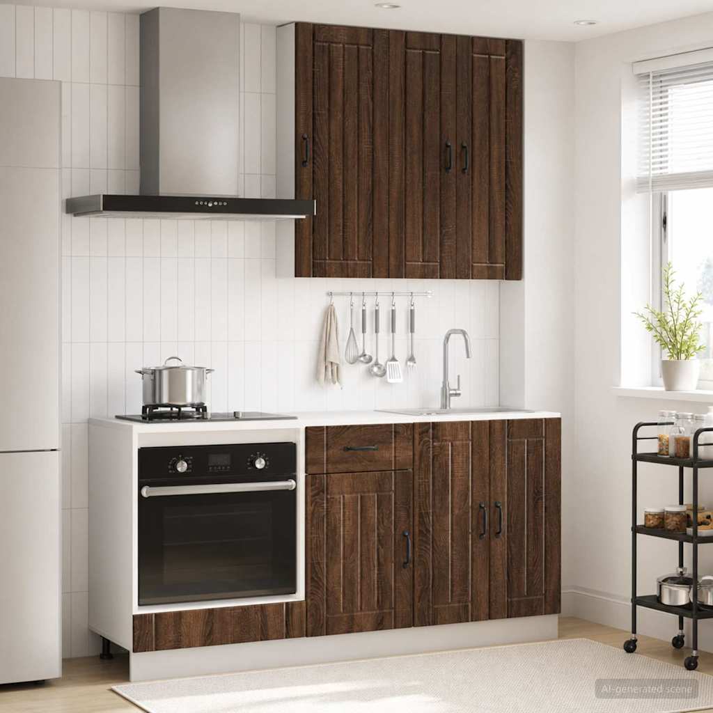 Vidaxl Unidad De Cocina Lucca 5 Uds. Roble Madera De Ingeniería Marrón , Leroy Merlin