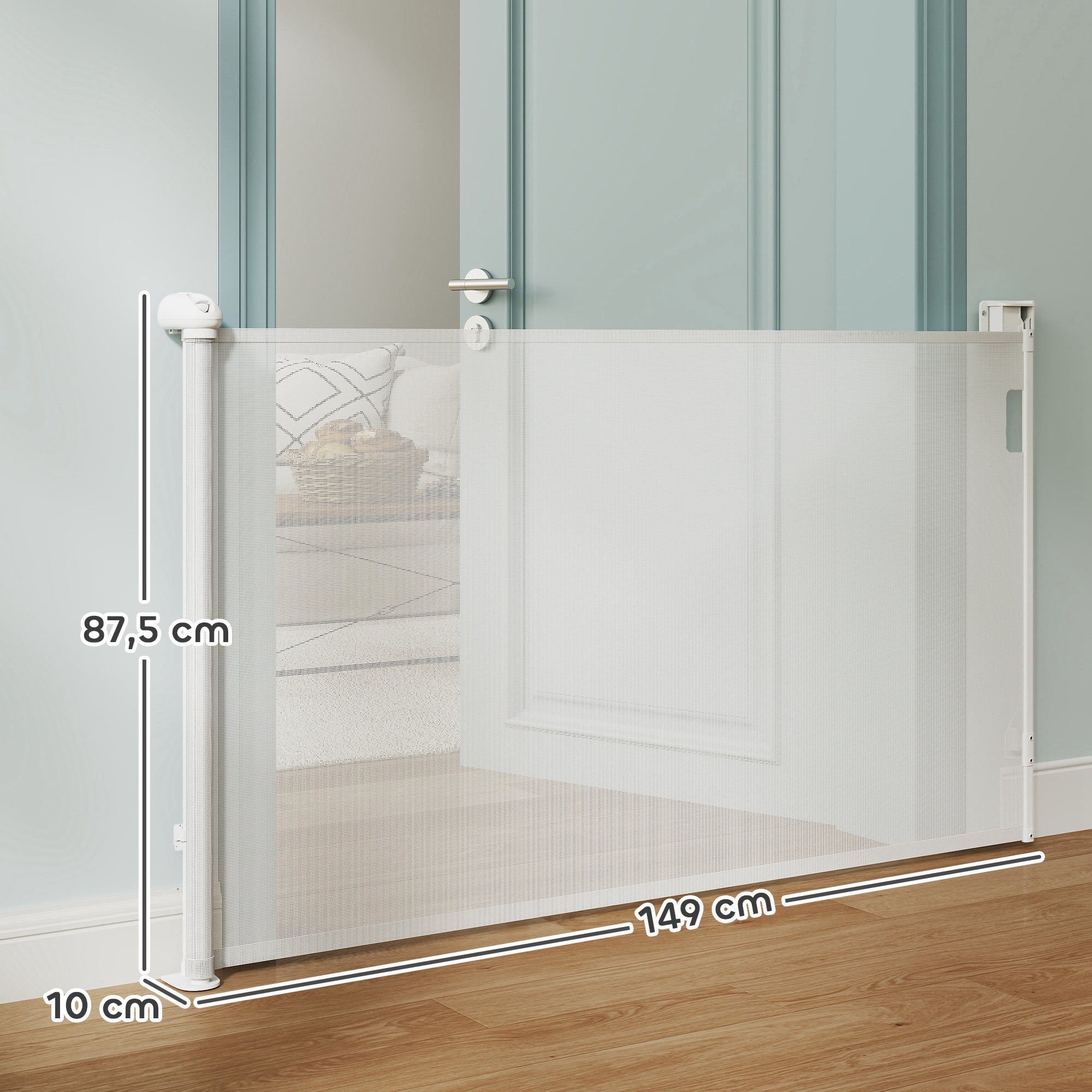 Barreira de Segurança para Animais PawHut Plástico e Alumínio Branco 149x10x87,5 cm D06-265V00WT - 3
