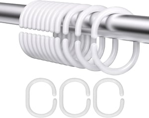 Qulable 24 anelli per tenda da doccia, in plastica, ganci a forma di C, ganci per tenda da bagno, ganci per tenda da bagno, asta per finestra (bronzo
