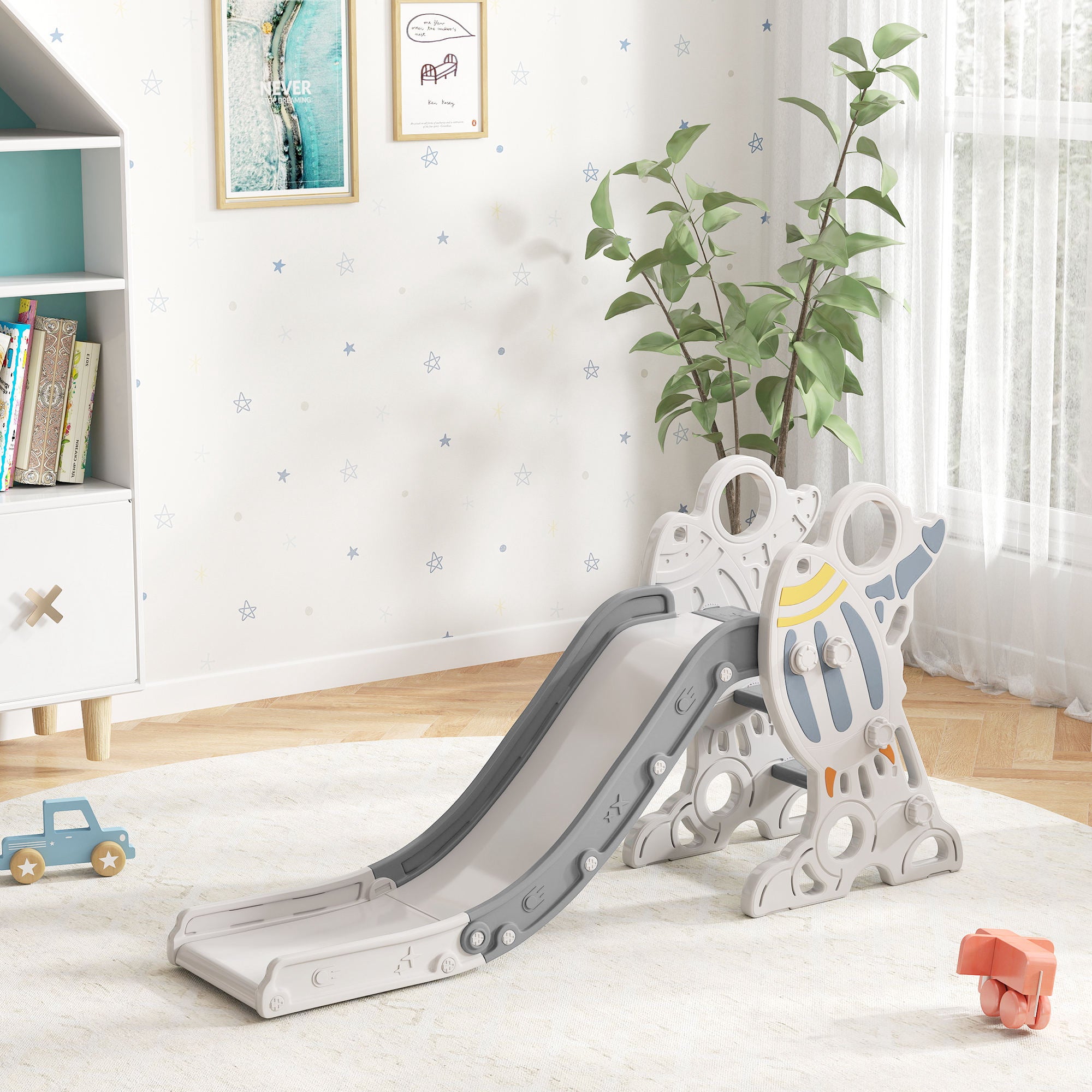 AIYAPLAY – Tobogán Infantil De Interior Con Zona De Frenado De 160 Cm, Fácil De Montar Y Guardar, Para Niños De 18 A 48 Meses