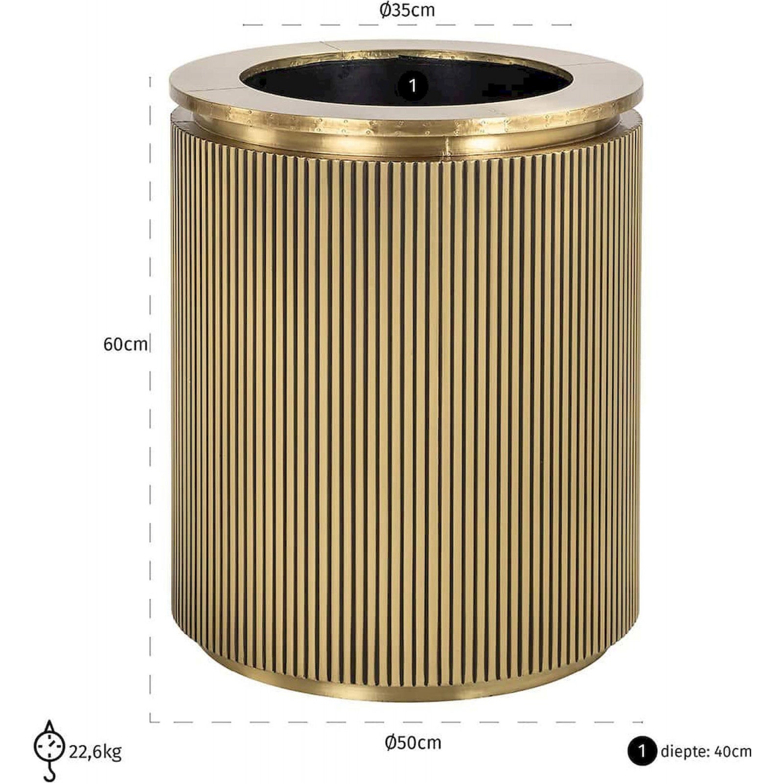 Cache-pot en métal brossé or 50 x 50 x 60 cm Doré brossé - 2