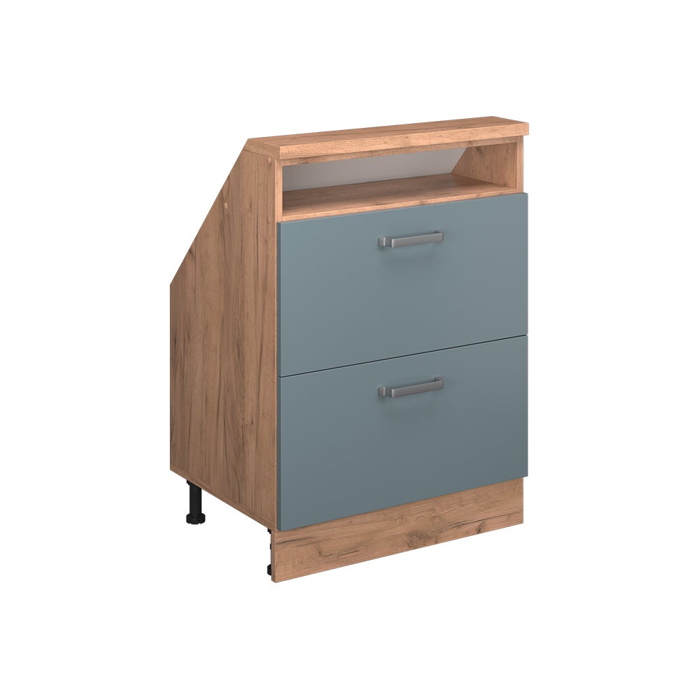 Vicco Szafka kuchenna na dach skośny R-Line, Niebiesko-szary, 60 cm z 2 szufladami