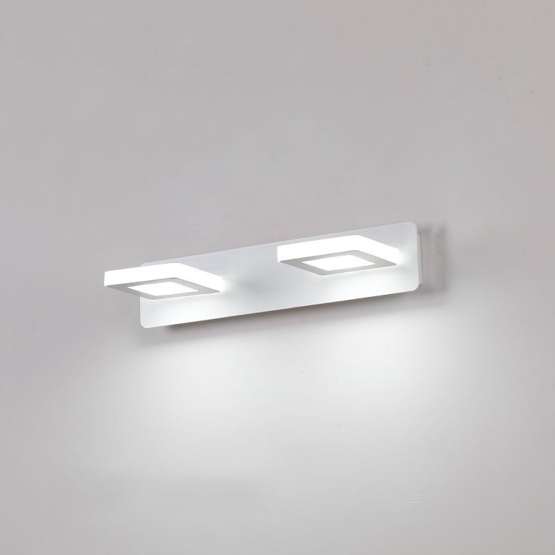 Lampa łazienkowa, oprawy oświetleniowe do łazienki, kwadratowy reflektor lustrzany z 2 głowicami o białym świetle, 32 cm, 220 V, 10 watów