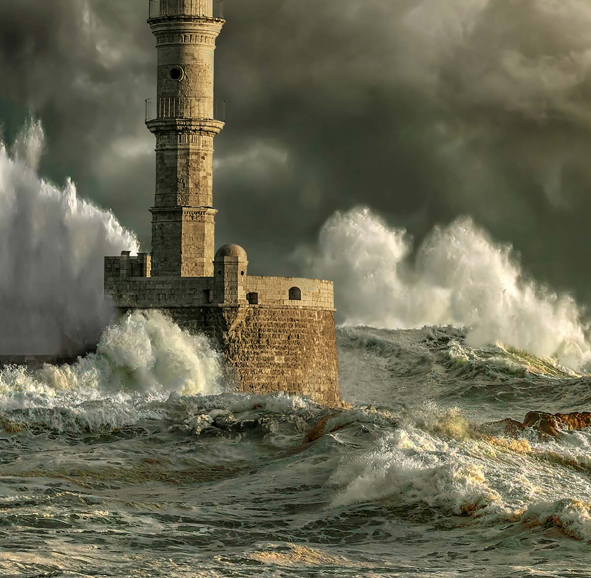Papier peint orage sur le phare - 364x270cm - 3