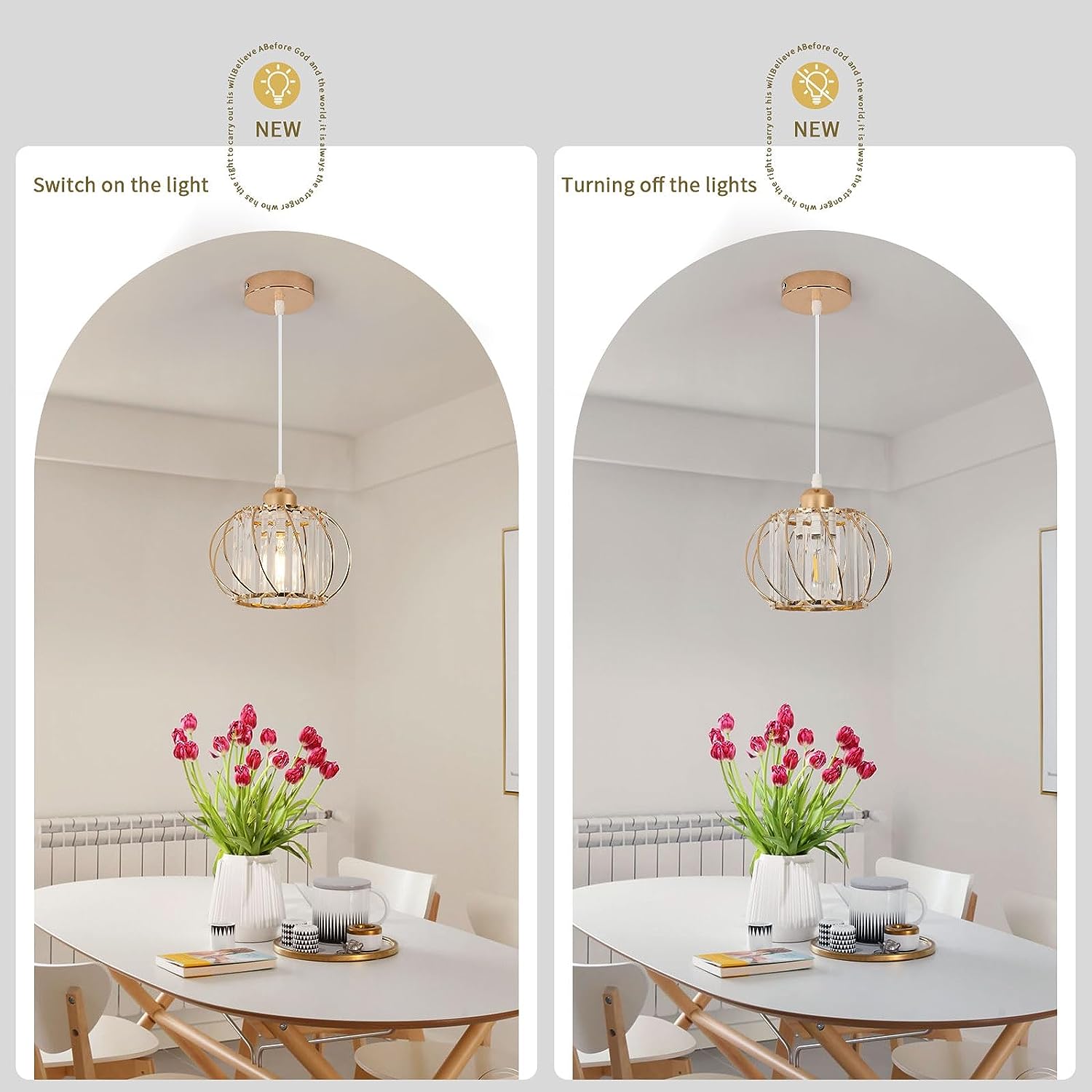 GOECO Suspension en Cristal Moderne Sphérique Lustre E27 Base Pour salon chambre à coucher salle à manger Bar Café Or (Ampoule non incluse) - 6