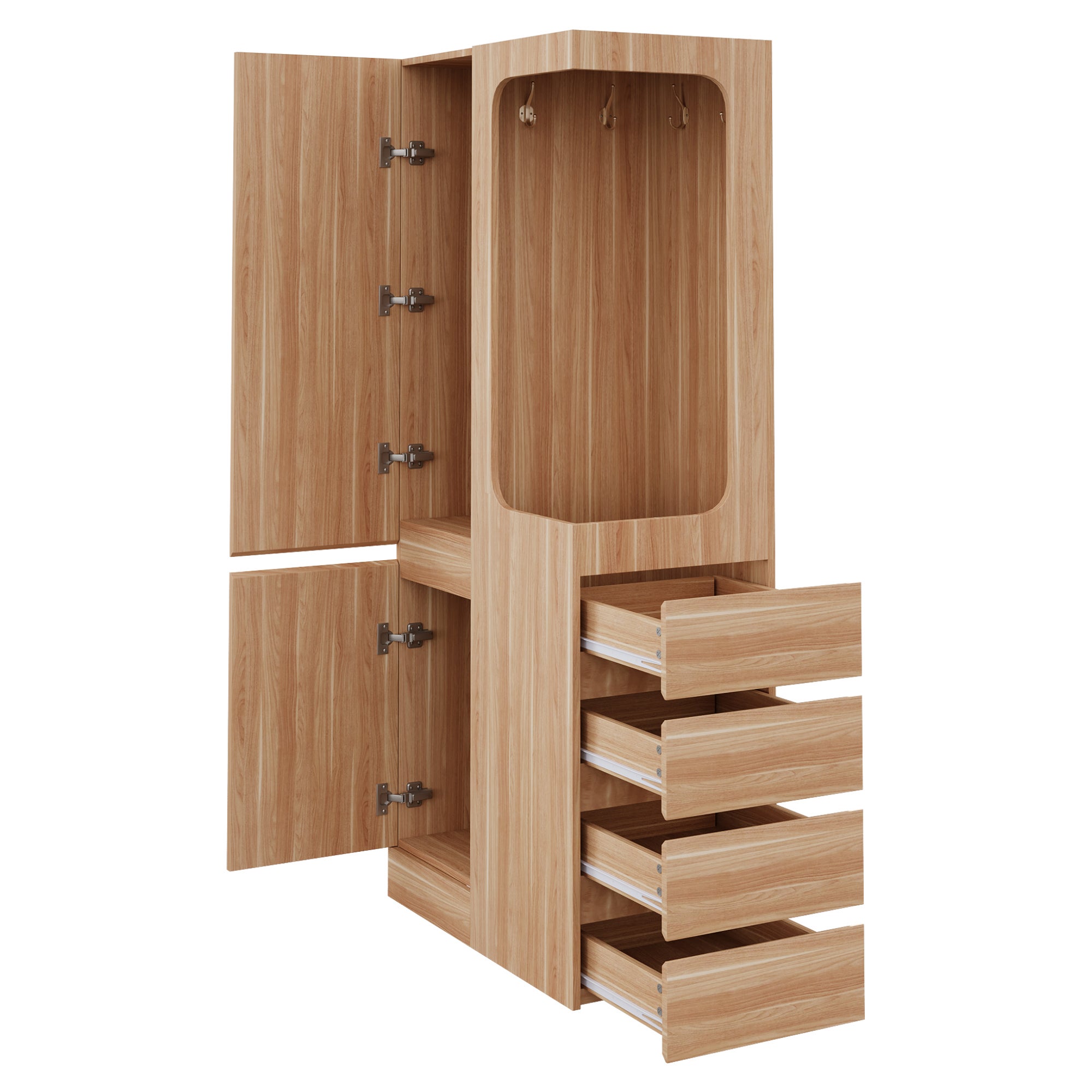 Szafa 70x40x170 cm - z 3 szufladami - z 2 frontami - kolor naturalny - 6