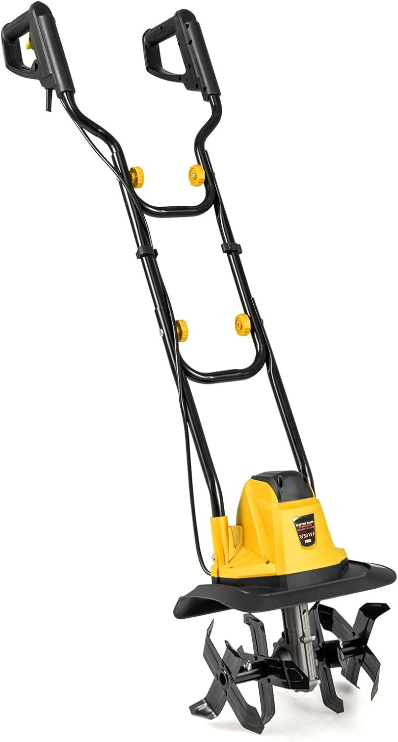 Elektryczna Glebogryzarka Przewodowa 1200 W, Ręczna Glebogryzarka z Frezem 10 A, Szerokość Robocza i Głębokość Robocza 22 cm (Żółta, Szerokość 32,5)
