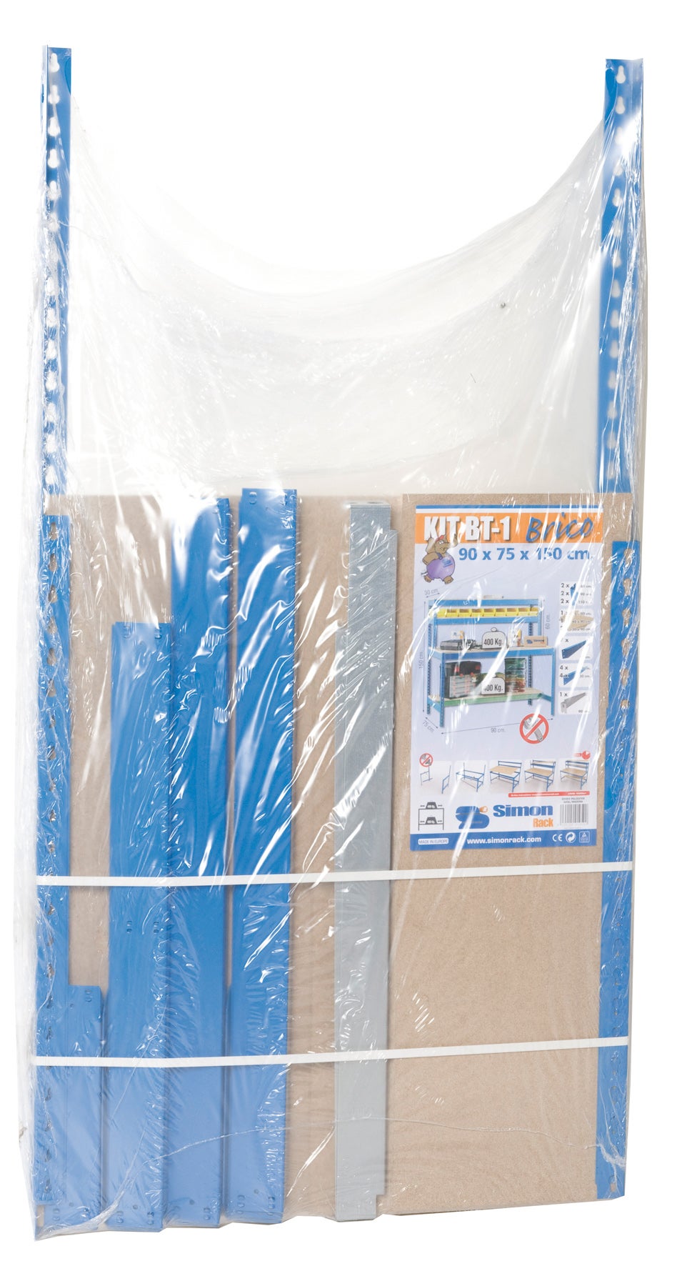 Bancada de trabalho SIMONWORK com 5 prateleiras (144,5x121x61cm) AZUL E MADEIRA - 2