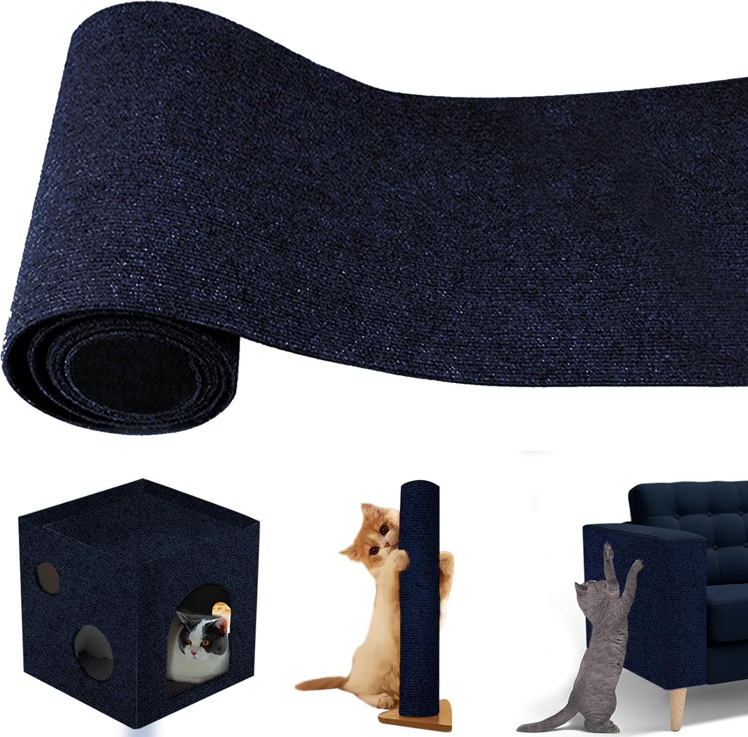Tapis Griffoir Pour Chat En Sisal - 55x33 Cm, Adhésif, Protège Canapé Et Sol, Jouet Interactif