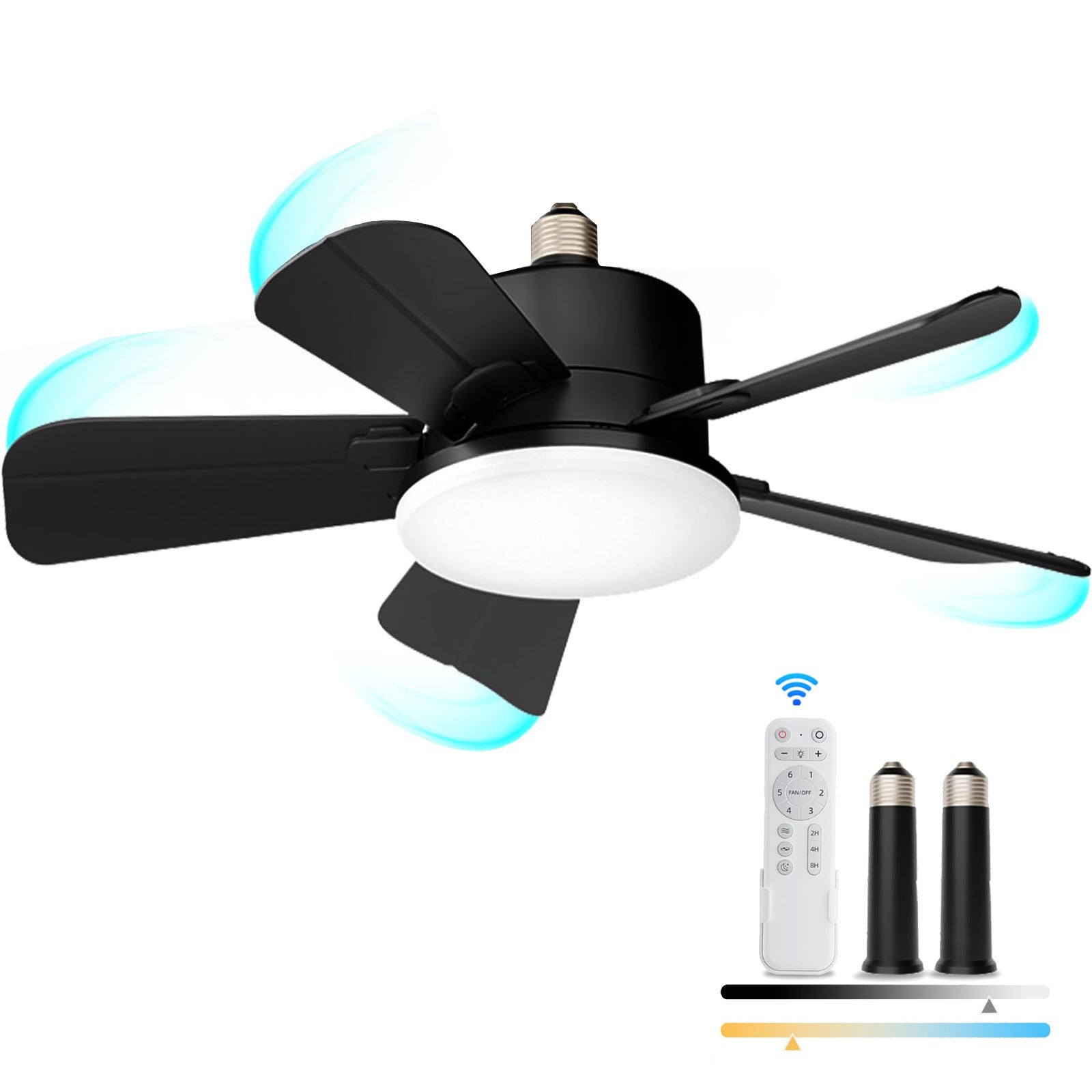 Ventilatore da soffitto Luma con luce LED dimmerabile e telecomando (36W 3CCT 3547lm con pale retrattili) colore oro