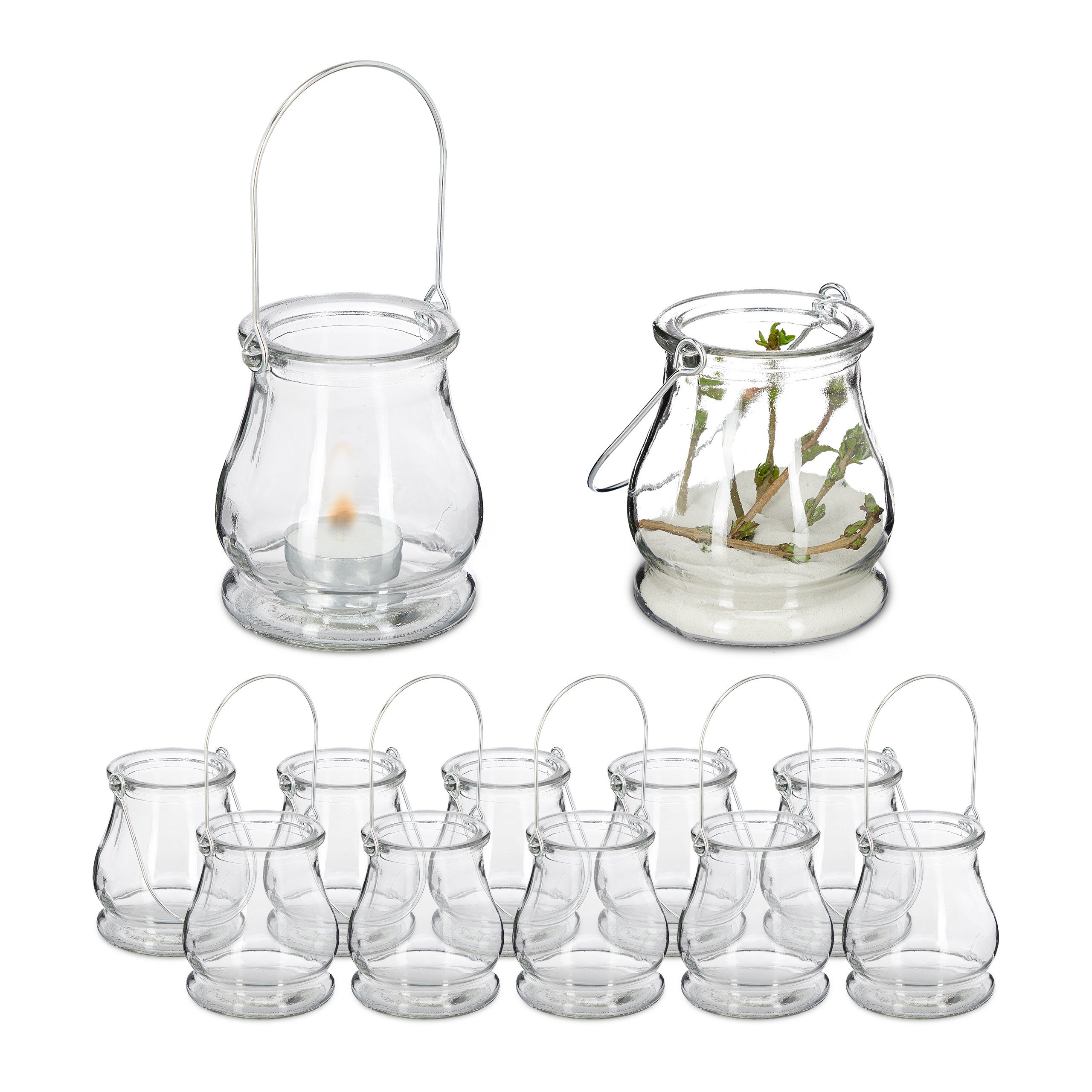 Set Di 2 Portacandele Votivi In Vetro Trasparente A Coste - 5,1 Cm, Per Tea Light E LED