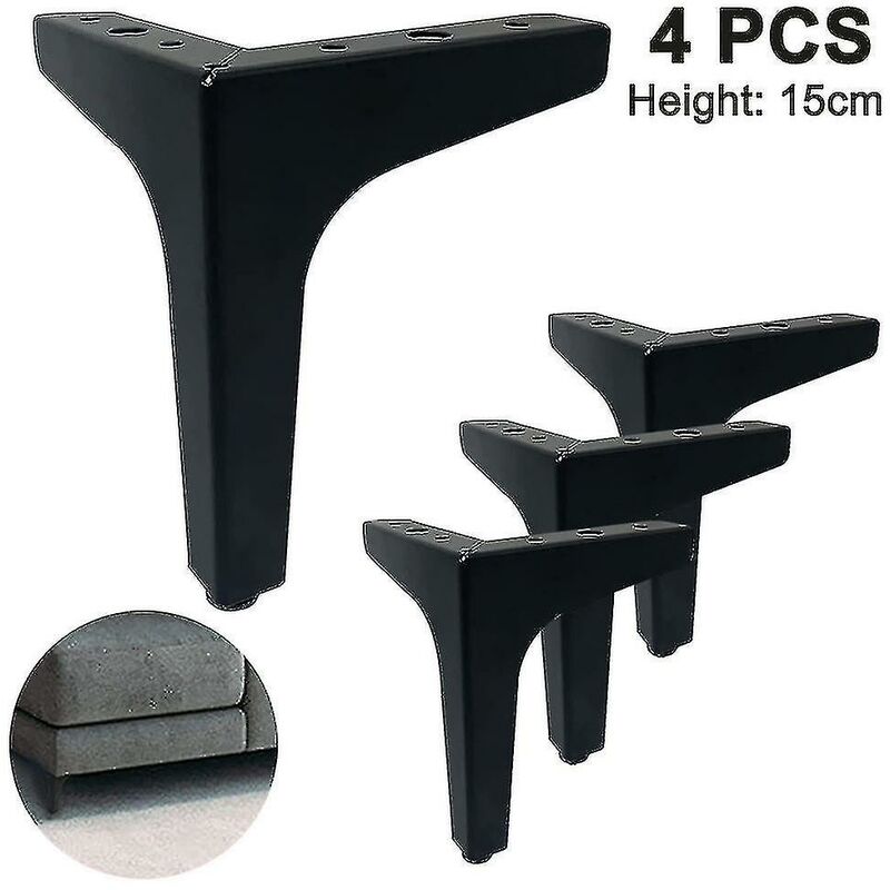 Lot De 4 Pieds De Canapé En Métal – Hauteur 25 Cm – Couleur Marron – Capacité 136 Kg Par Pied – Fixation Facile