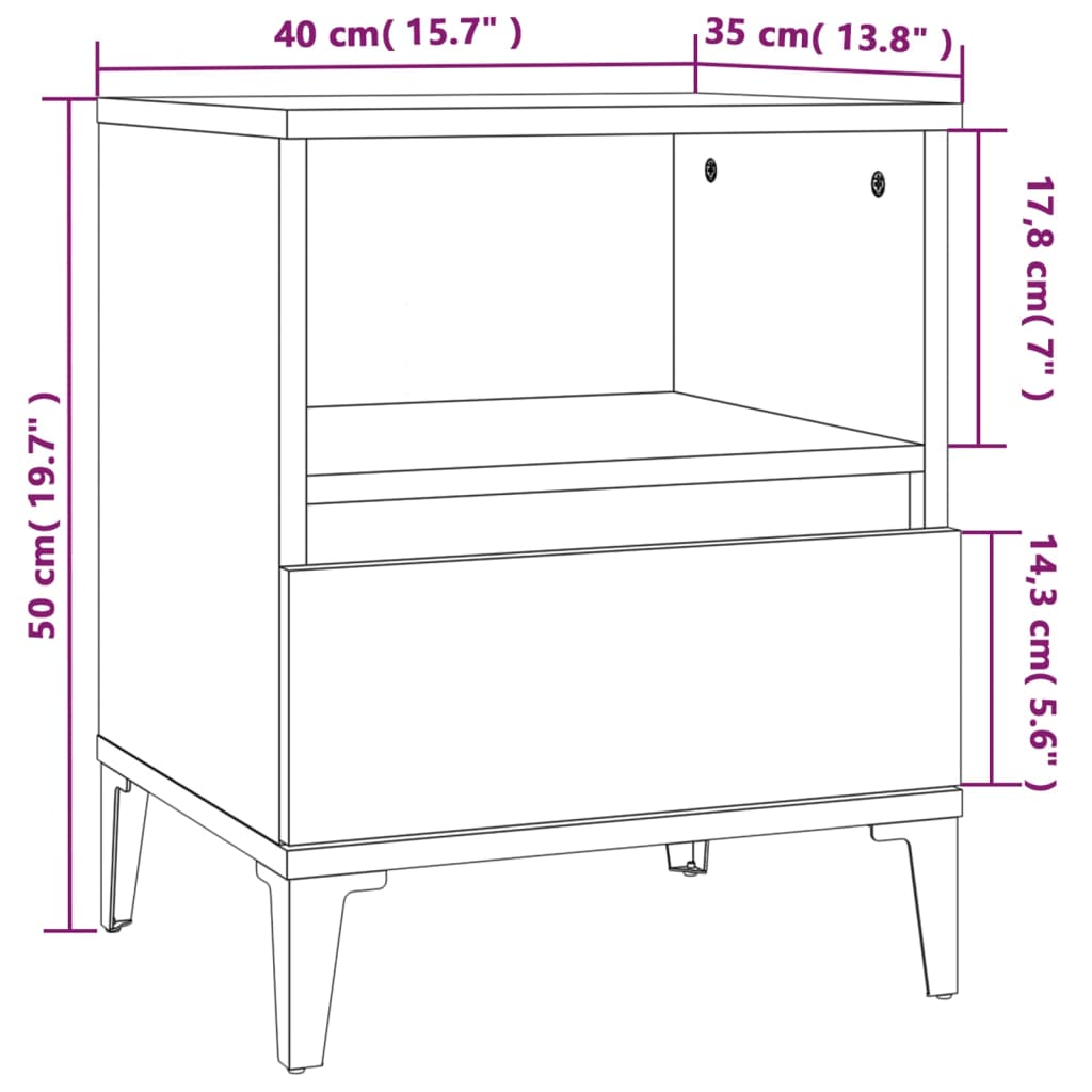 Mesa de cabeceira em carvalho fumado 40x35x50 cm - COMFORTXL - 9