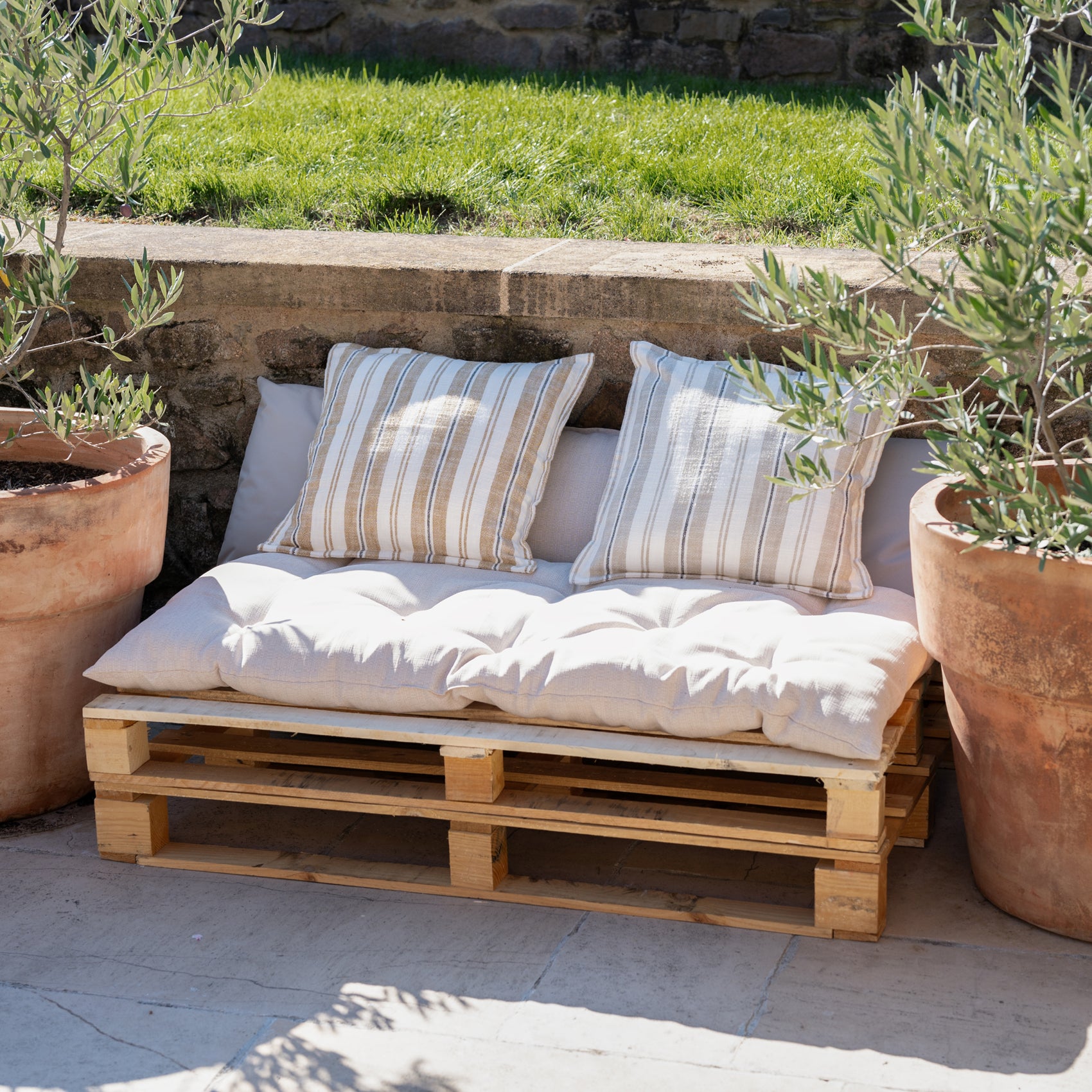 Matelas extérieur capitonné FERRET - Naturel - 60x120 cm - Polypropylène - 4