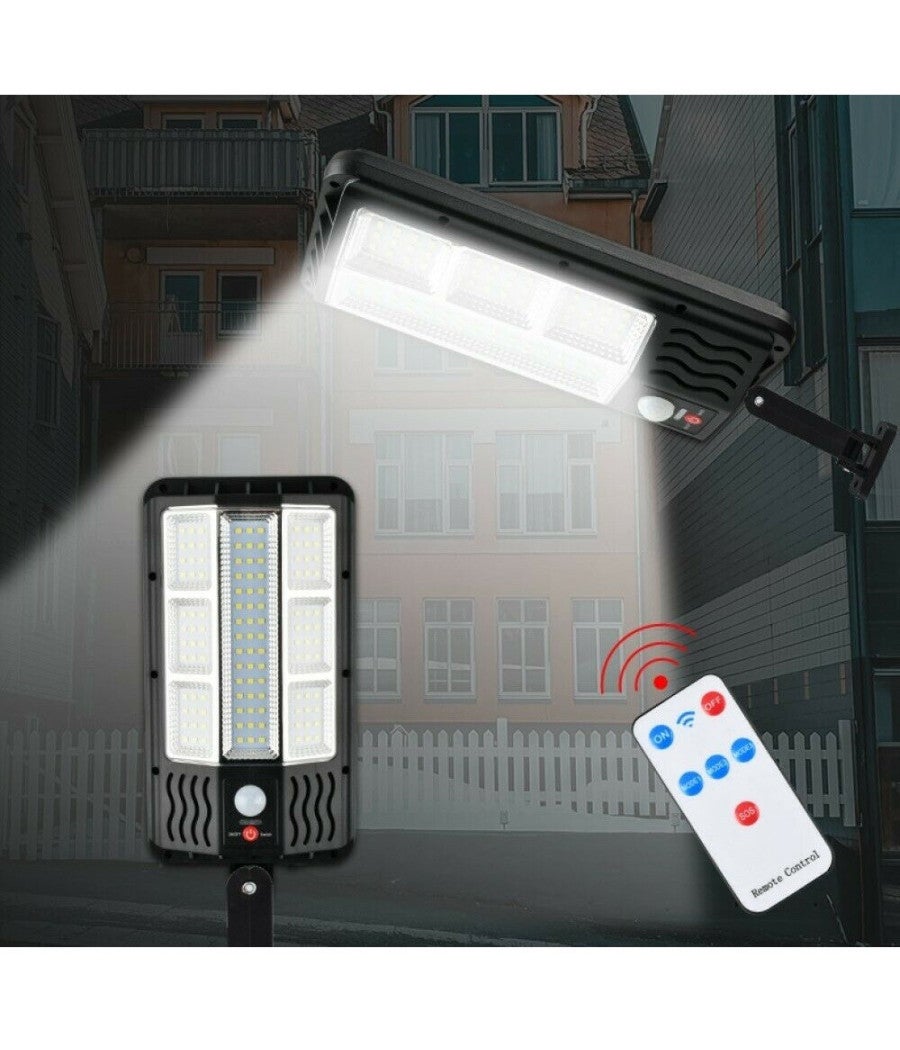 Trade Shop - Faro Lampione Stradale Pannello Solare Con Sensore Telecomando 117 Led Smd Ta146 - - 4