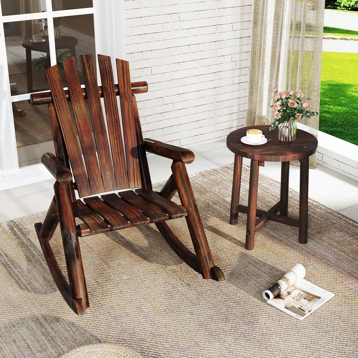 set di 2 cuscini per sedia da giardino | schienale alto | rosso | 120 x