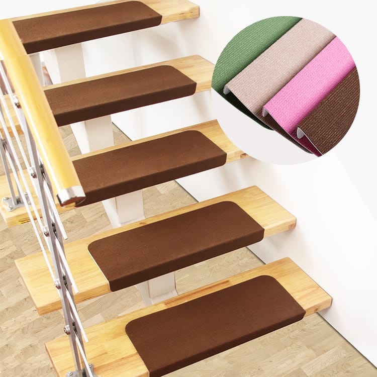 6 alfombrillas antideslizantes para escaleras, autoadhesivas, sin pegamento, 55 x 22 x 4,5 cm, color verde claro. - 2