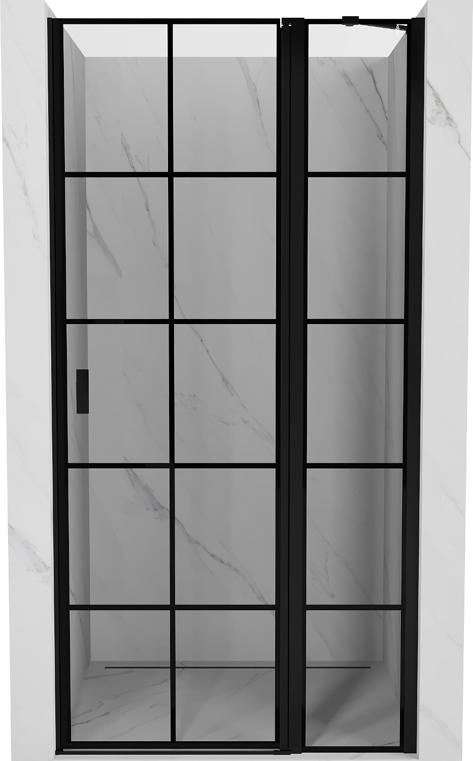 Mexen Mist drzwi prysznicowe uchylne prawe 105 cm, czarna kratka, czarne - 8A4-105-000-70-77-P