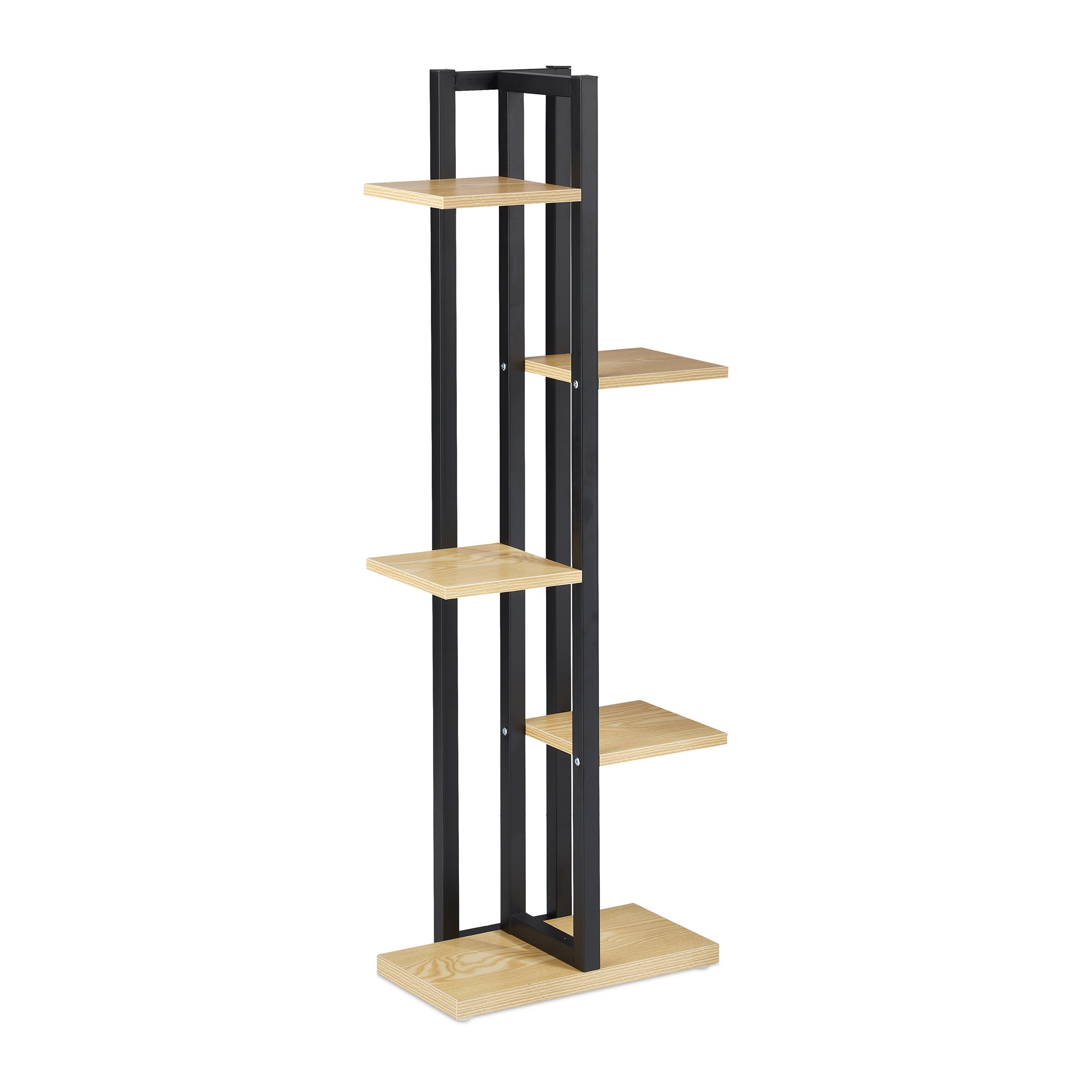 Étagère à plantes, escalier fleurs, 5 niveaux, HLP 117 x 43 x 22 cm, acier MDF, support intérieur, brun clair, Relaxdays - 9