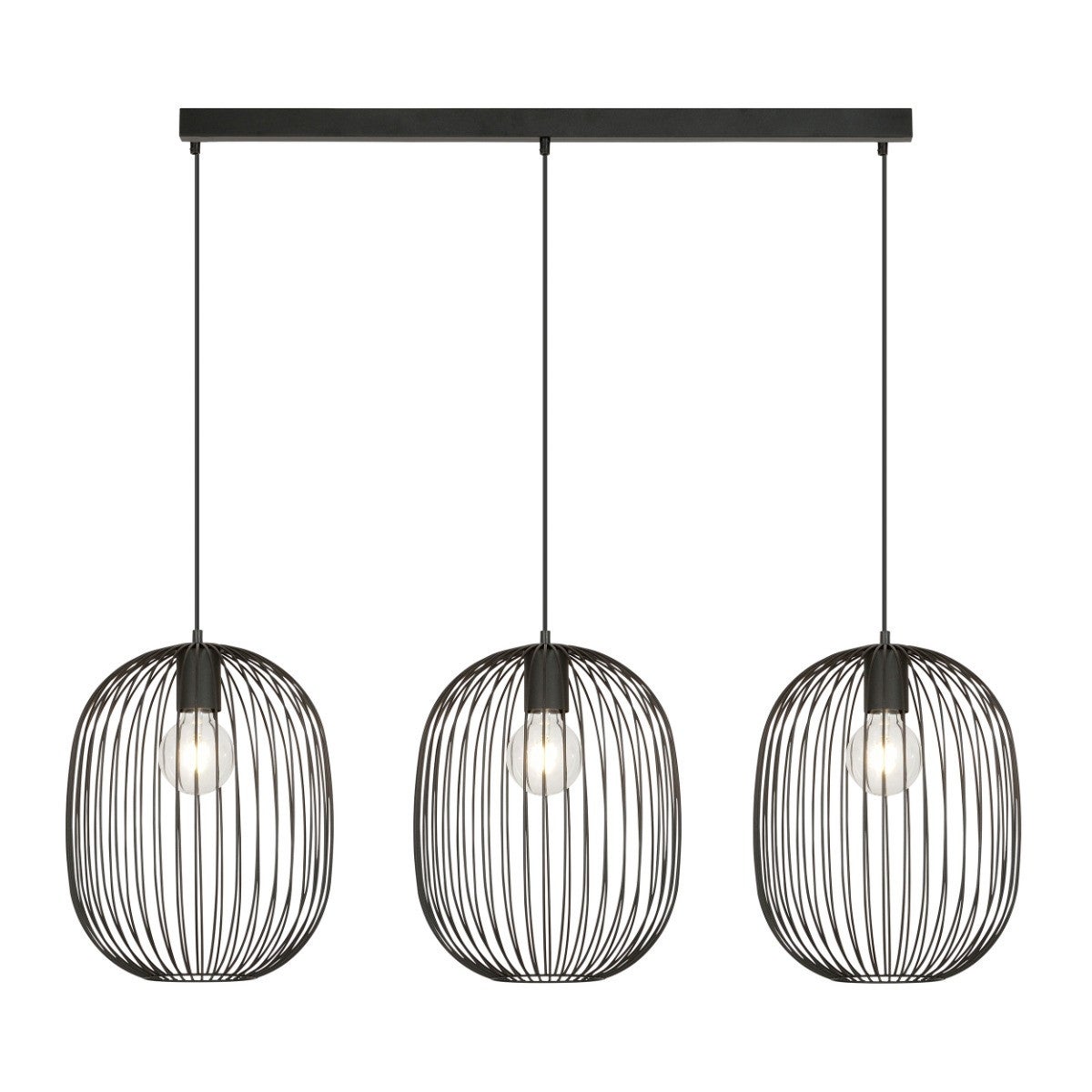 Lampa wisząca ONYX czarna 3 x E27 x 60W wym:120x120x33cm Emibig