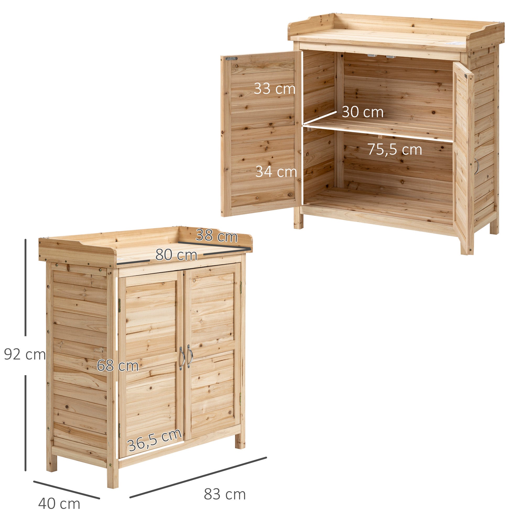 Armoire de jardin en sapin naturel Outsunny - 3