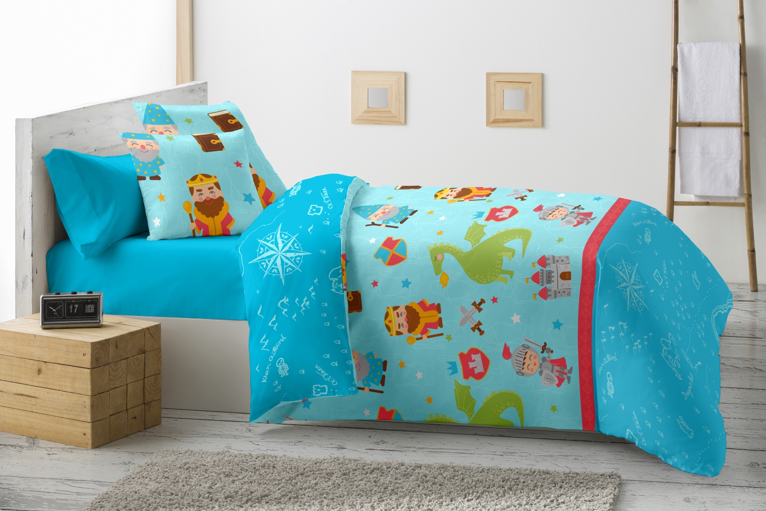 Haradeco edredón nórdico infantil para cama 90 , cubrecama estampado dinosaurio 180x260cm reversible confecciona microfibra