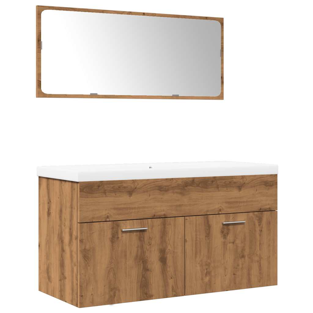 Ensemble Meubles Salle De Bain 7pcs Chêne - Meuble Vasque, Armoires, Miroirs, Étagères