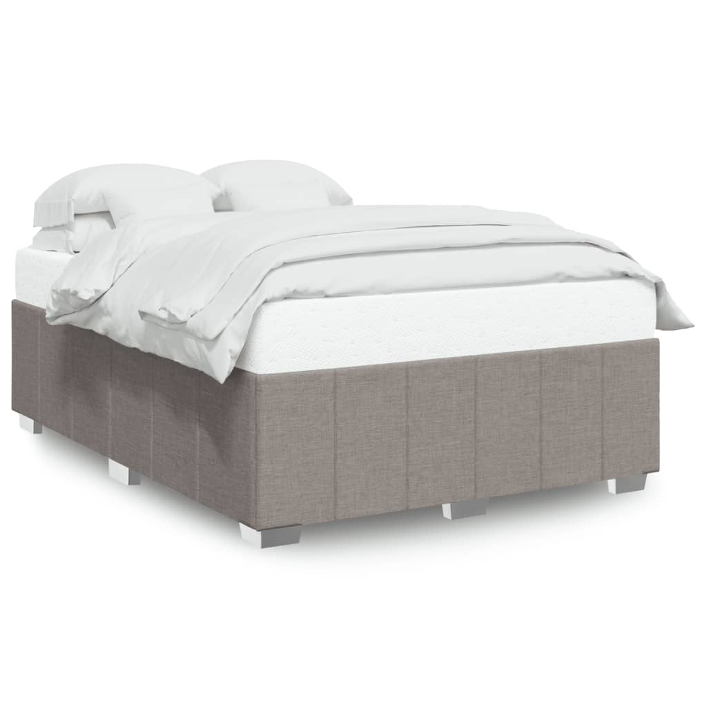 Cadre de lit sans matelas en tissu taupe pour la chambre, 160 × 200 cm - 2