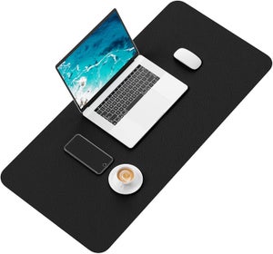 NOMACY Tappetino Da Scrivania A Doppio Lato 80x40 Cm - Pelle PU Impermeabile, Verde/Argento, Per Ufficio E Casa