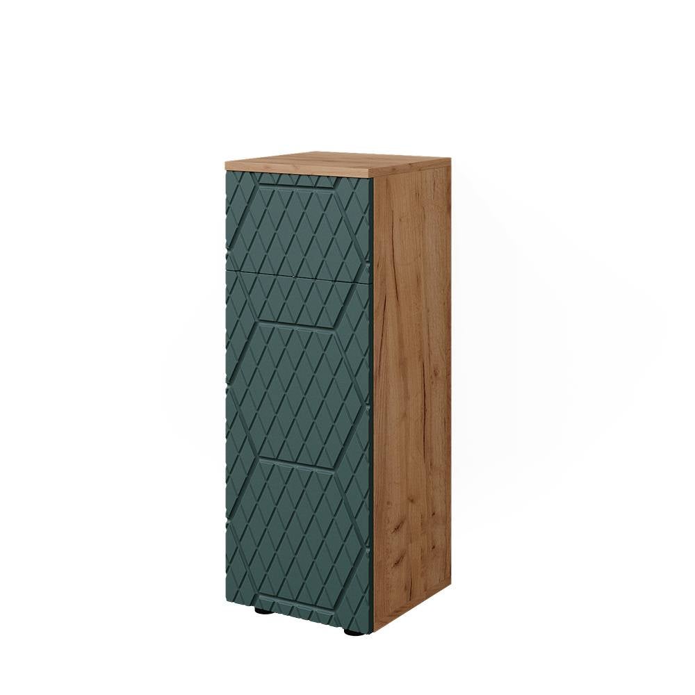 Vicco Szafka Midi Irma, Zielony/złoty dąb, 30 x 81 cm z 1 szufladą, 2 przegrodami, łazienką