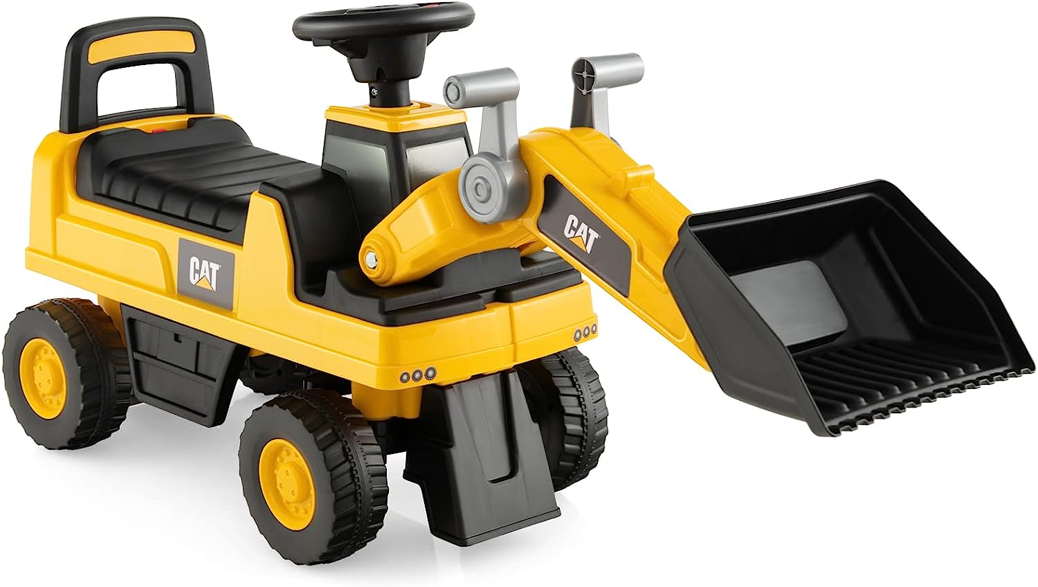 Dziecięca koparka do siedzenia z miejscem do przechowywania pod siedzeniem, koparka dziecięca z klaksonem i regulowaną łopatą,